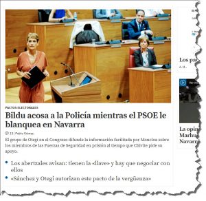 BILDU difunde información sobre miembros de las Fuerzas de Seguridad en prisión con el beneplácito del PSOE